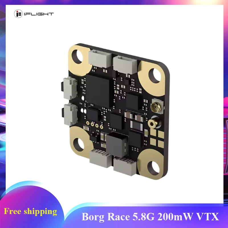 

iFlight Borg Race 5.8G 200mW VTX 16 Channels PIT/25mw/100mw/200mw 4.5V–28V Voltage Input Compatible 2–6S lipo for RC FPV Drone
