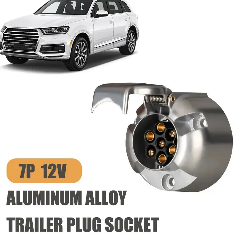

Caravan 12V 7Pin Trailer Plug Socket Connector Adapter for RV Boat Truck - Aluminium Brass European Standard Light Transfer