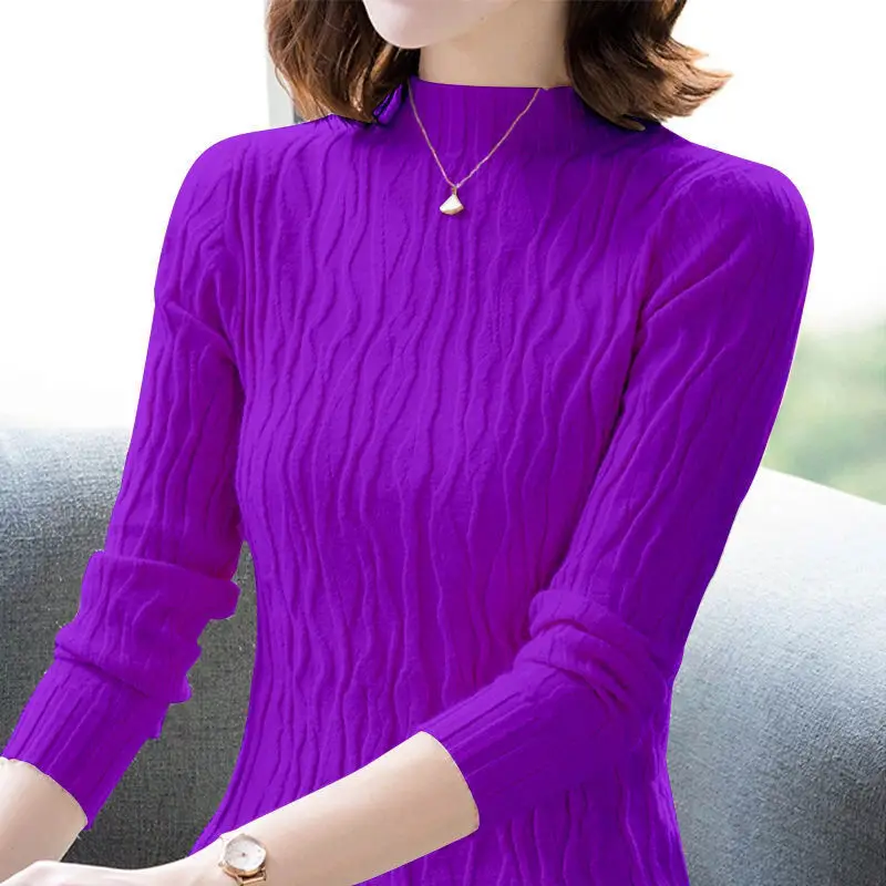 Fashion Turtleneck Knitted Solid Color All-match Sweater Women\'s Clothing 2022 Autumn New Casual Pullovers Loose Korean Tops