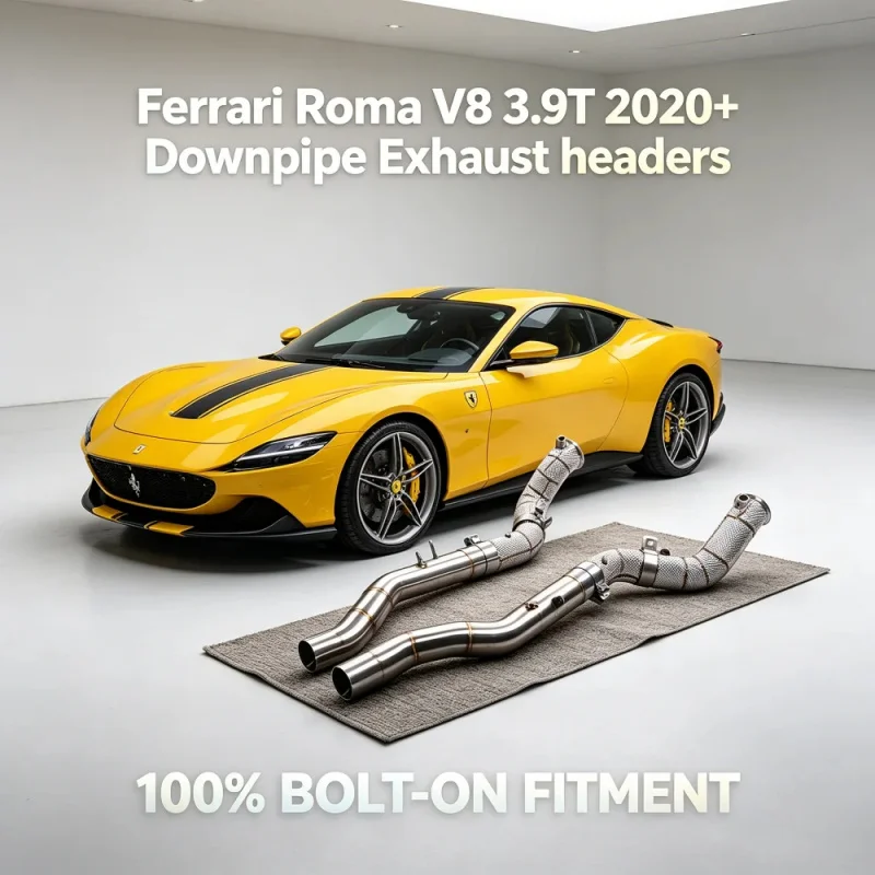 

High-flow Sport Downpipe Exhaust Headers for Ferrari Roma V8 3.9T 2020+ Performance Racing Car Exhaust Pipe Dump Pipe Upgrade