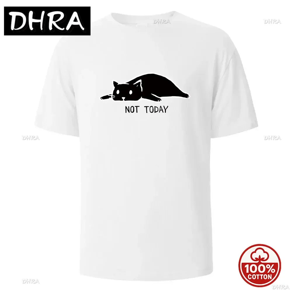 

Not Today Funny Cat Printed T-shirts For Men 100% Cotton Summer Breathable Comfortable Tops Short-Sleeved O-neck Vintage tee