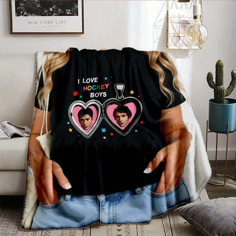 I Love Hockey Flannel Throw, Ilya Shane Cozy Blanket, Hockey Romance Couple Warm Blanket, Hockey Romance Fan Gift