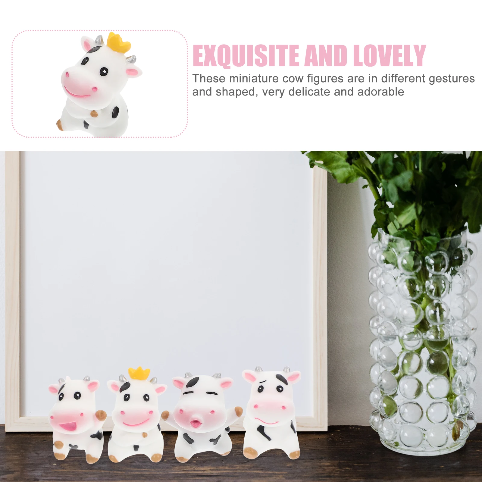 

8pcs Resin Cow Figurines Miniature Dairy Cows Decorations Small Animal Statues Lawn Garden Micro L Decor