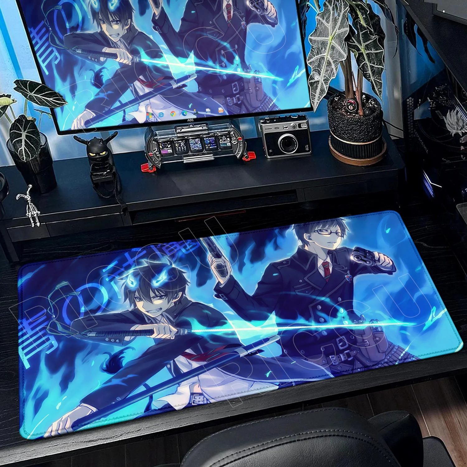 XXL Anime Blue Exorcist Mouse Pad Rubber Washable Non-Slip Lock-Edge Deskmat Gaming Laptop E-sports Tablemat Office Accessories