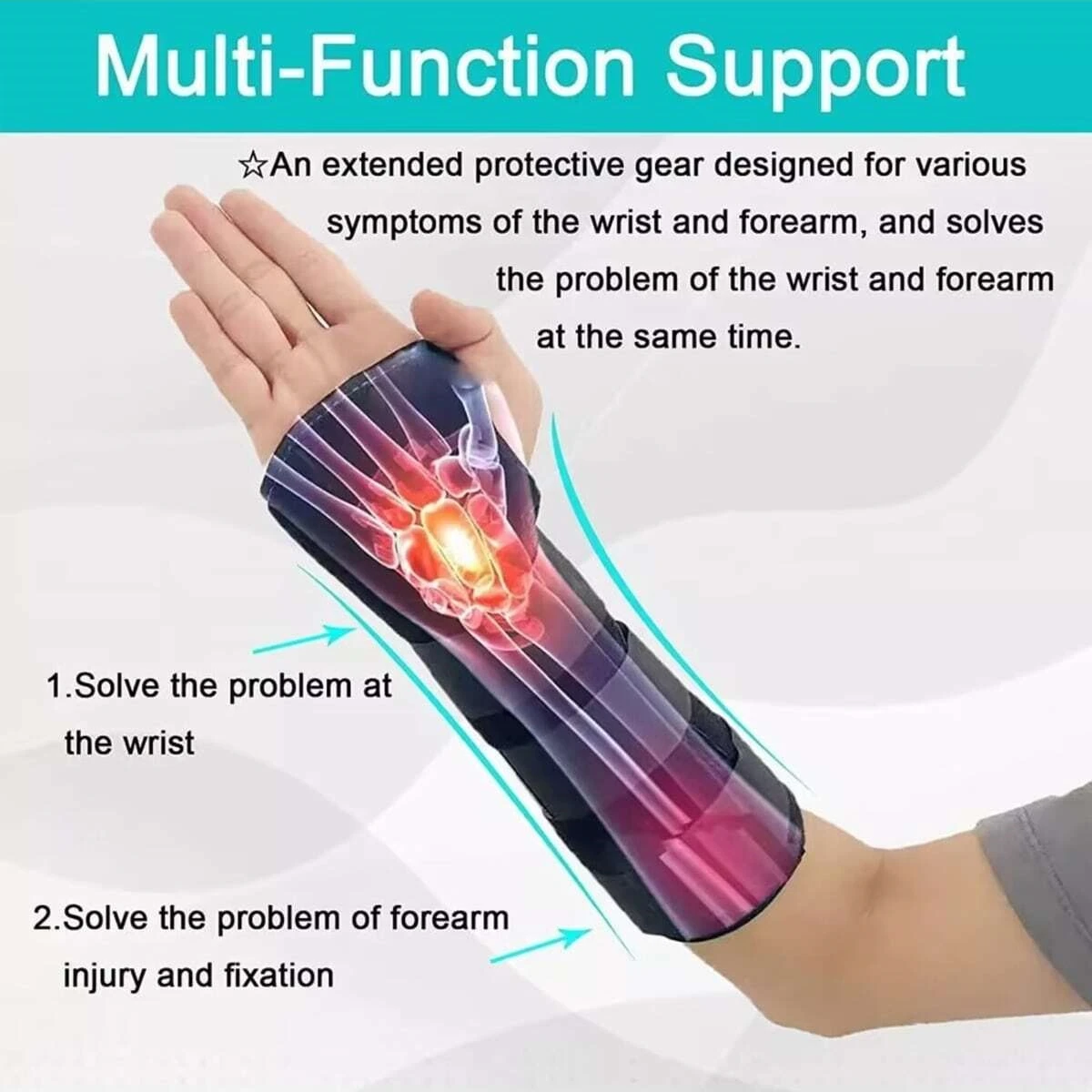 Carpal Tunnel Wrist Brace Support: Removable Metal Splint, Three Adjustable Straps for Tendonitis, Sports Injuries & Pain Relief