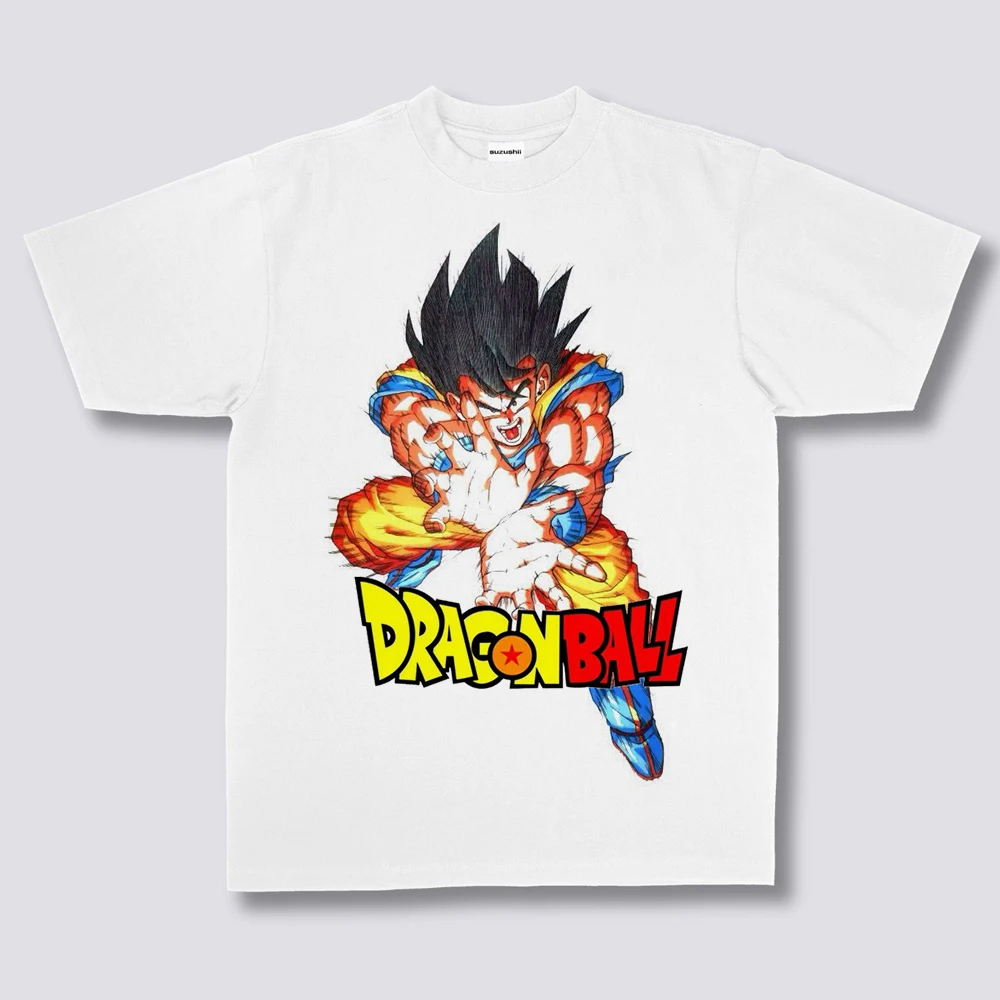 

Мужская футболка, уличная белая футболка Dragon Ball с рисунком аниме, забавная летняя футболка в стиле хип-хоп 2025 года, повседневные хлопковые топы, футболки
