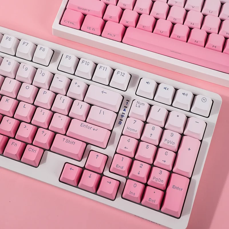 Imagem -04 - Pink Gradiente Pbt Double Shot Keycaps Impressão Lateral Oem Luz de Fundo Brilho Através do Teclado Mecânico Anne Pro Girl 134 Chaves