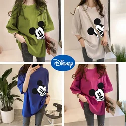 Disney Mickey T-shirt Women Summer Oversized Short-sleeved Top Anime Girls Loose Mid-length Half-sleeve T Shirt Print Clothing