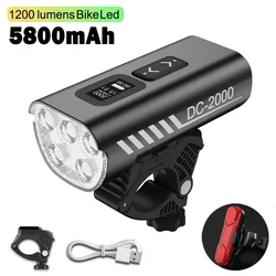 Bicycle Light1600/ 1200Lumen 8000mAh Bike Headlight Power Bank Flashlight Handlebar USB Charging MTB Road Cycling Highlight