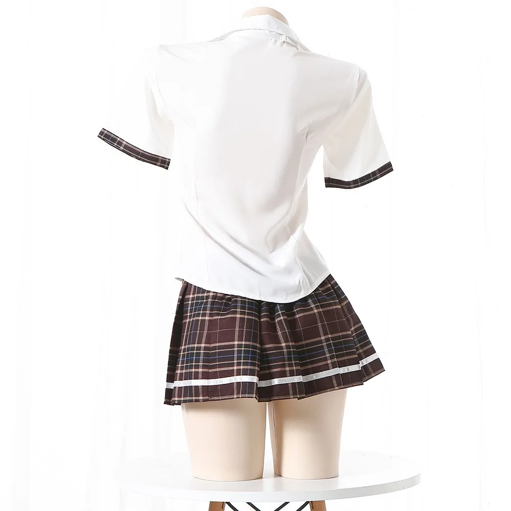 Uniforme de lencería de colegiala para mujer, juego de rol, disfraz Sexy, minifalda, conjunto de blusa ajustada, Cosplay de Anime para chica universitaria