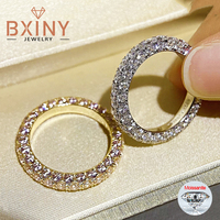 BXINY Full Moissanite Rings S925 Silver 18K Gold Plate 3-Row Lab-grown Diamond For Women Wedding Band Fine Jewelry GRA Certified