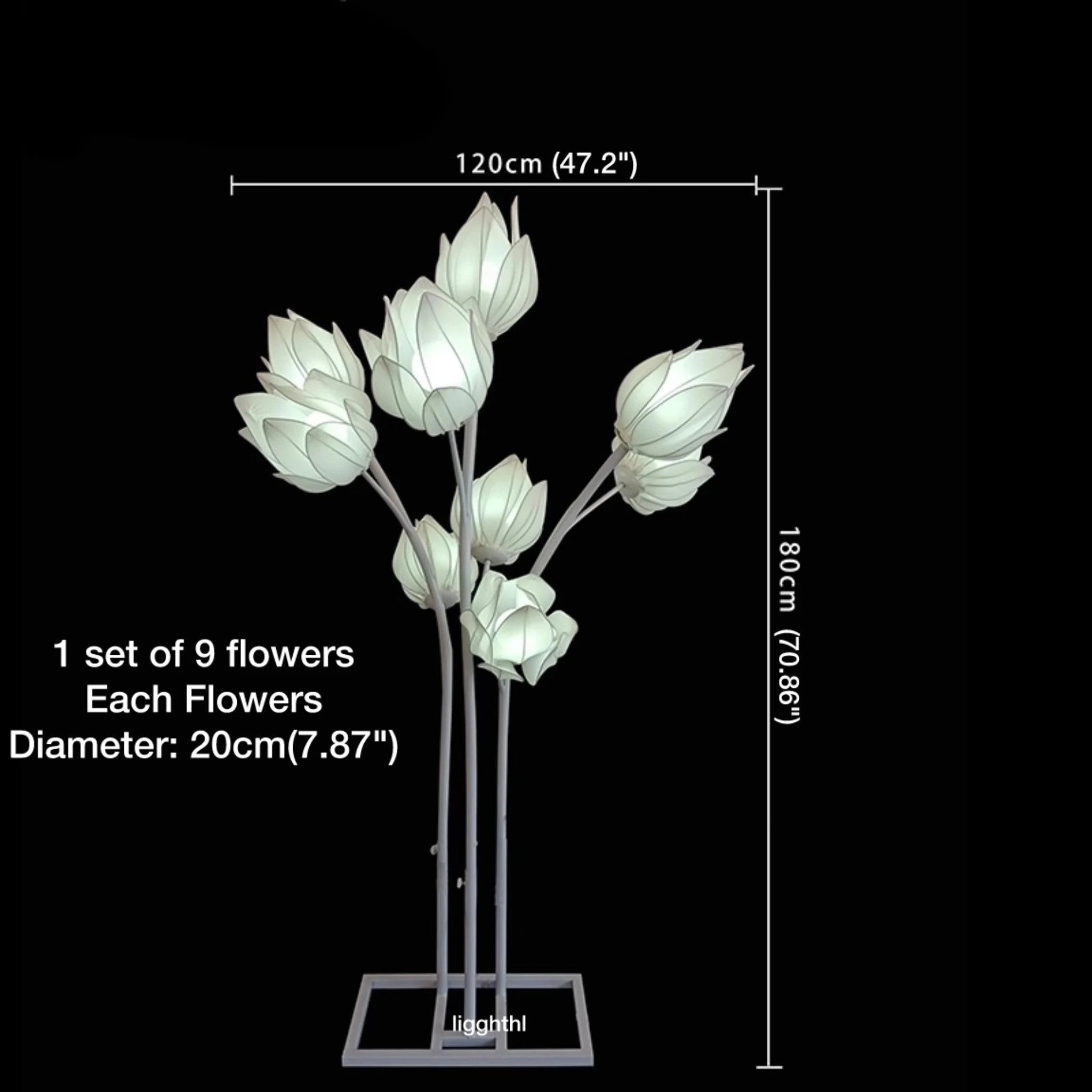 9PCS White Flower Decoration Lamps Modern Glowing Flower LED Background for Wedding Stage New Year Christmas Parties Home Decor