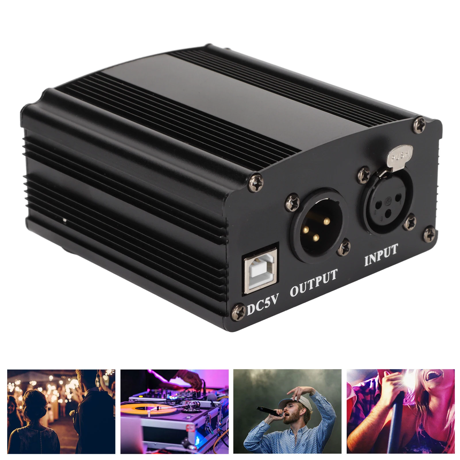 

Источник питания конденсаторного микрофона 48 В Фантомный источник питания 48 В 1-канальный блок питания конденсаторного микрофона с 3-контактным кабелем XLR и USB-кабелем