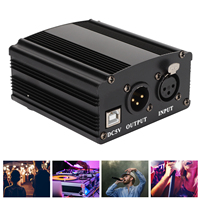 48V Condenser Mic Power Supply 48V Phantom Power Supply 1 Channel Condenser Mic Power Supply with XLR 3 Pin Cable and USB Cable