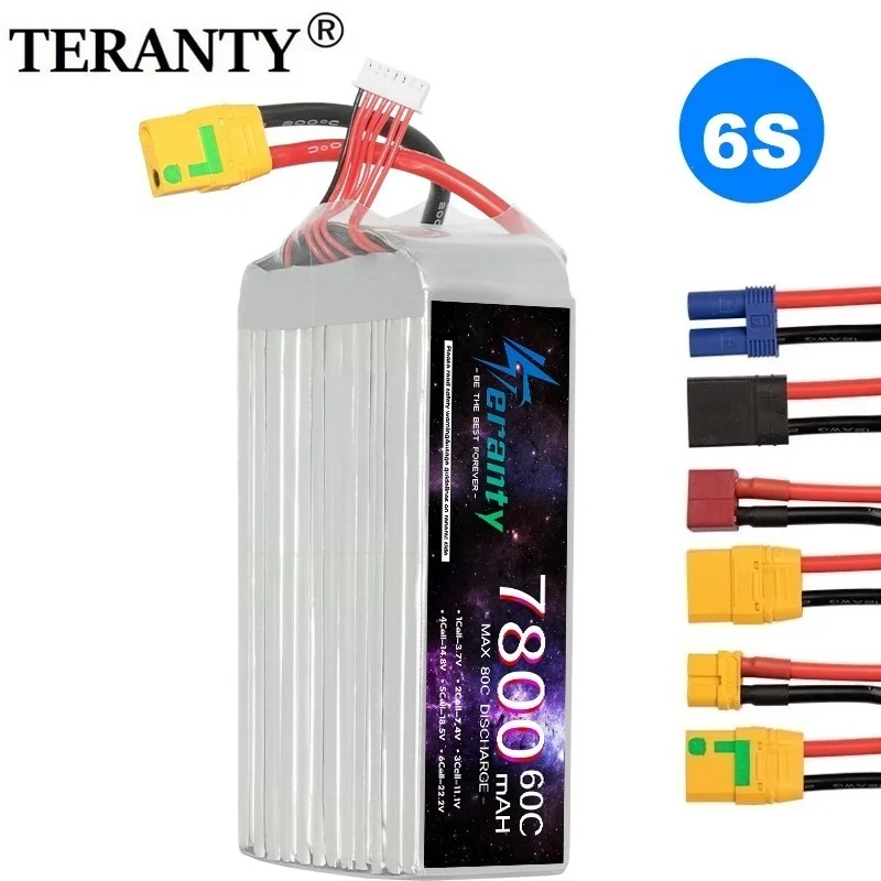 

Аккумулятор TERANTY 6S 7800 мАч 22,2 В 7800 мАч 60C 6S XT60 с разъемом XT60/T/XT90S/EC5/EC8 для части FPV