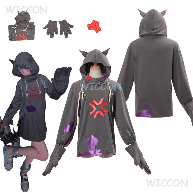 

Game Infinity Nikki X Open World Angry Stone Man Cosplay Hooded Sweatshirt Dark Grey Hoodie Gloves Women Men Halloween Roleplay