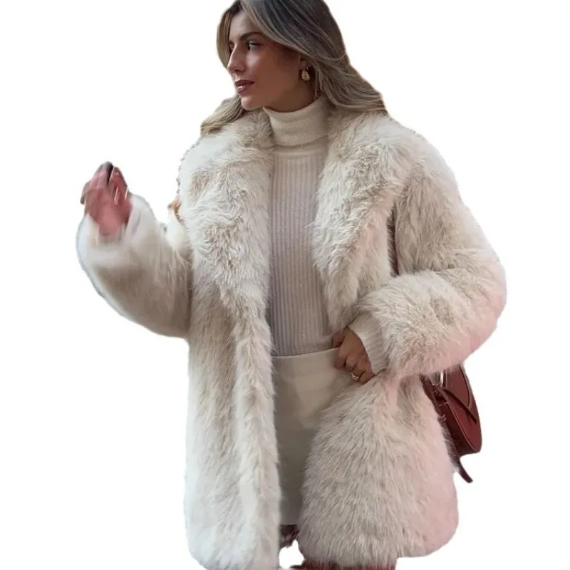 

Ins wind women's autumn and winter thickened imitation fur coat fashionable medium and long furry environmentally friendly fur