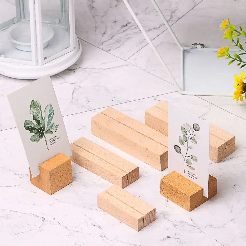 Wood Wedding Supplies Desktop Decoration Picture Cards Display Stand Photos Clips Place Card Clamps Stand Table Numbers Holder