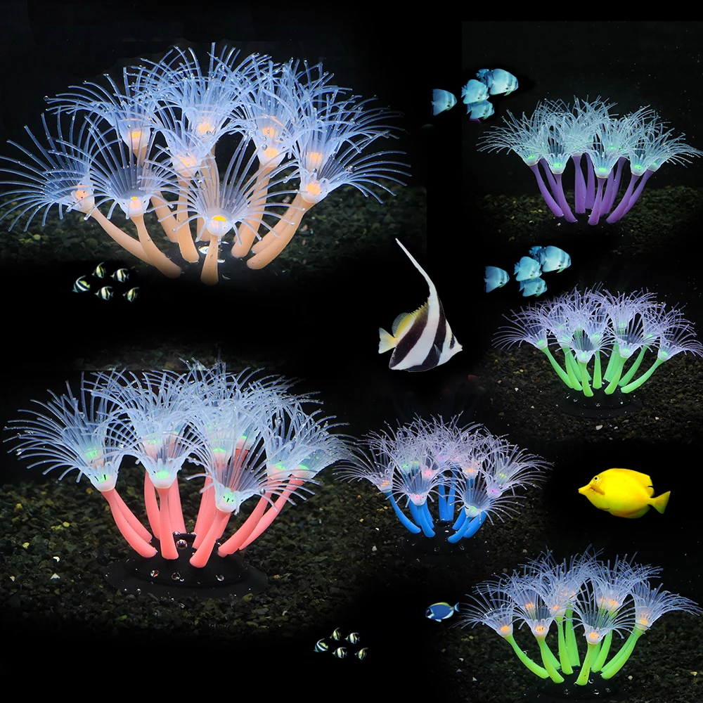 Aquarium Plant Gel - Artificial Coral Sunflower Plant for Aquarium