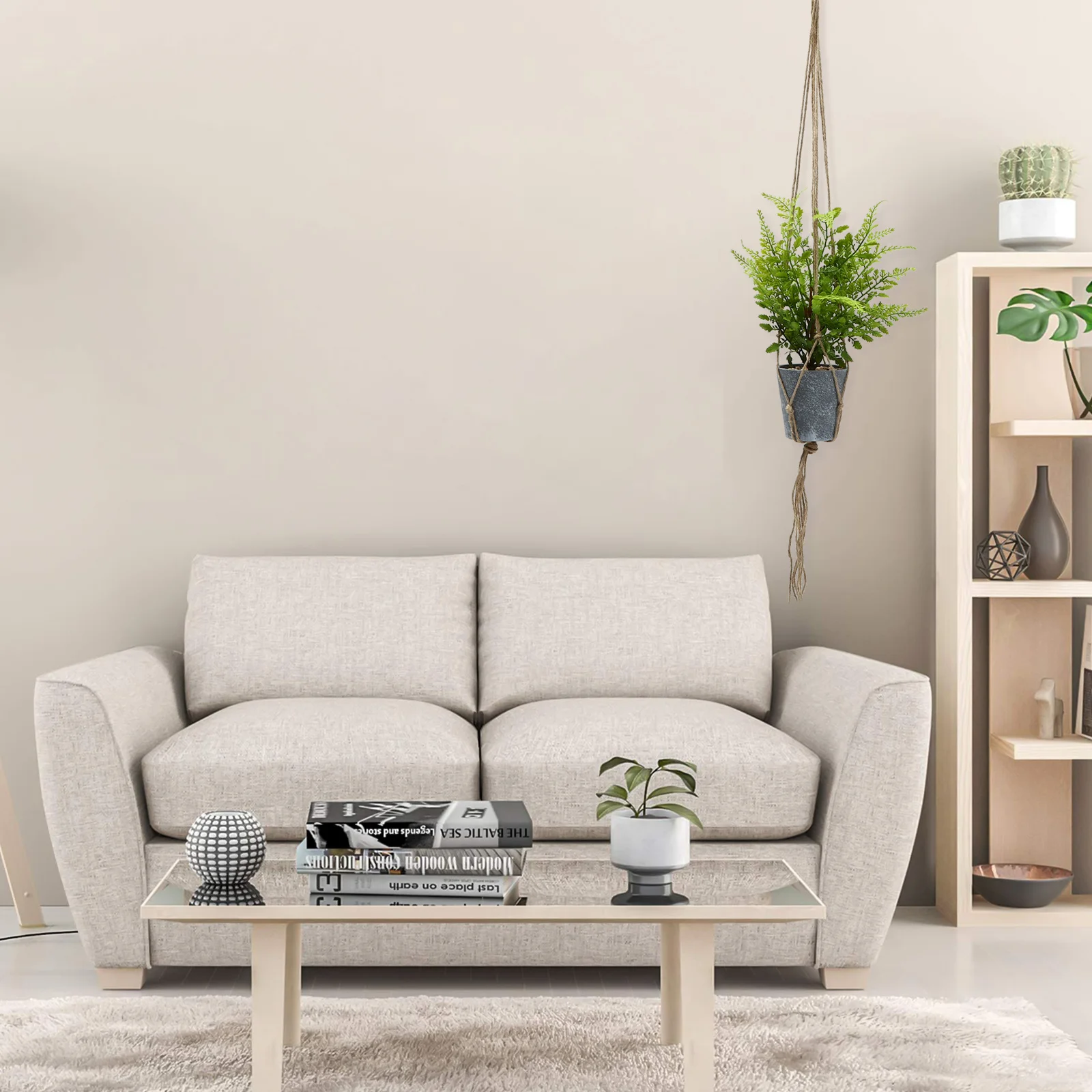 

3Sets Hand-Woven Rope Net Bag Modern Design Exquisite Detail Wall Art Planter Hanger for Silk Plants Flowerpot Net Bag