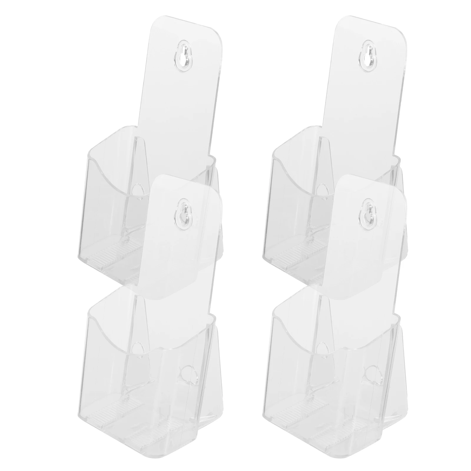 

4pcs Acrylic Display Stand Clear Brochure Holder Pamphlet Flyer Trifold Leaflets Desk Organizer Lightweight Portable