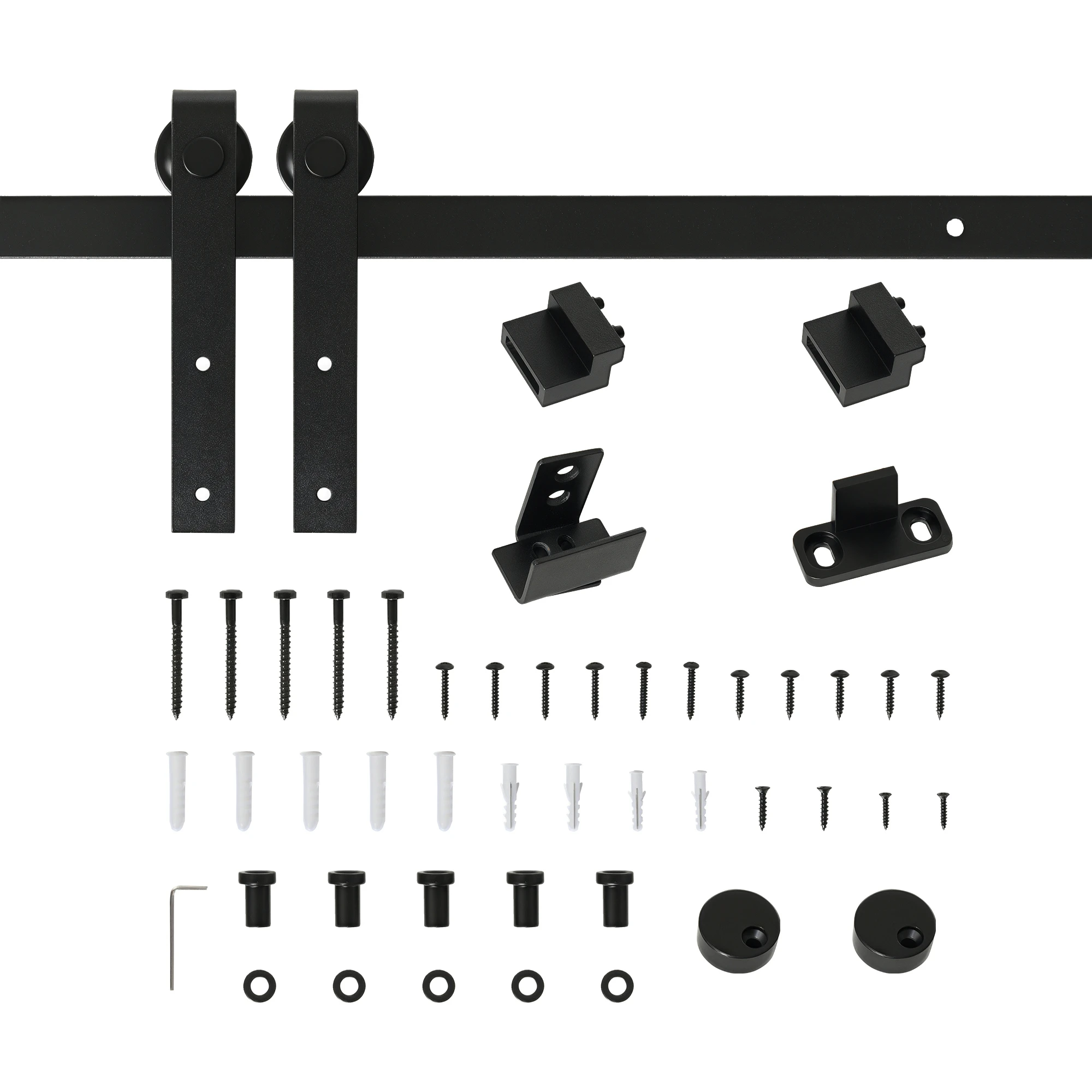HOMCOM Herraje para Puerta Corredera 200 cm con 2 Rieles de Acero al Carbono