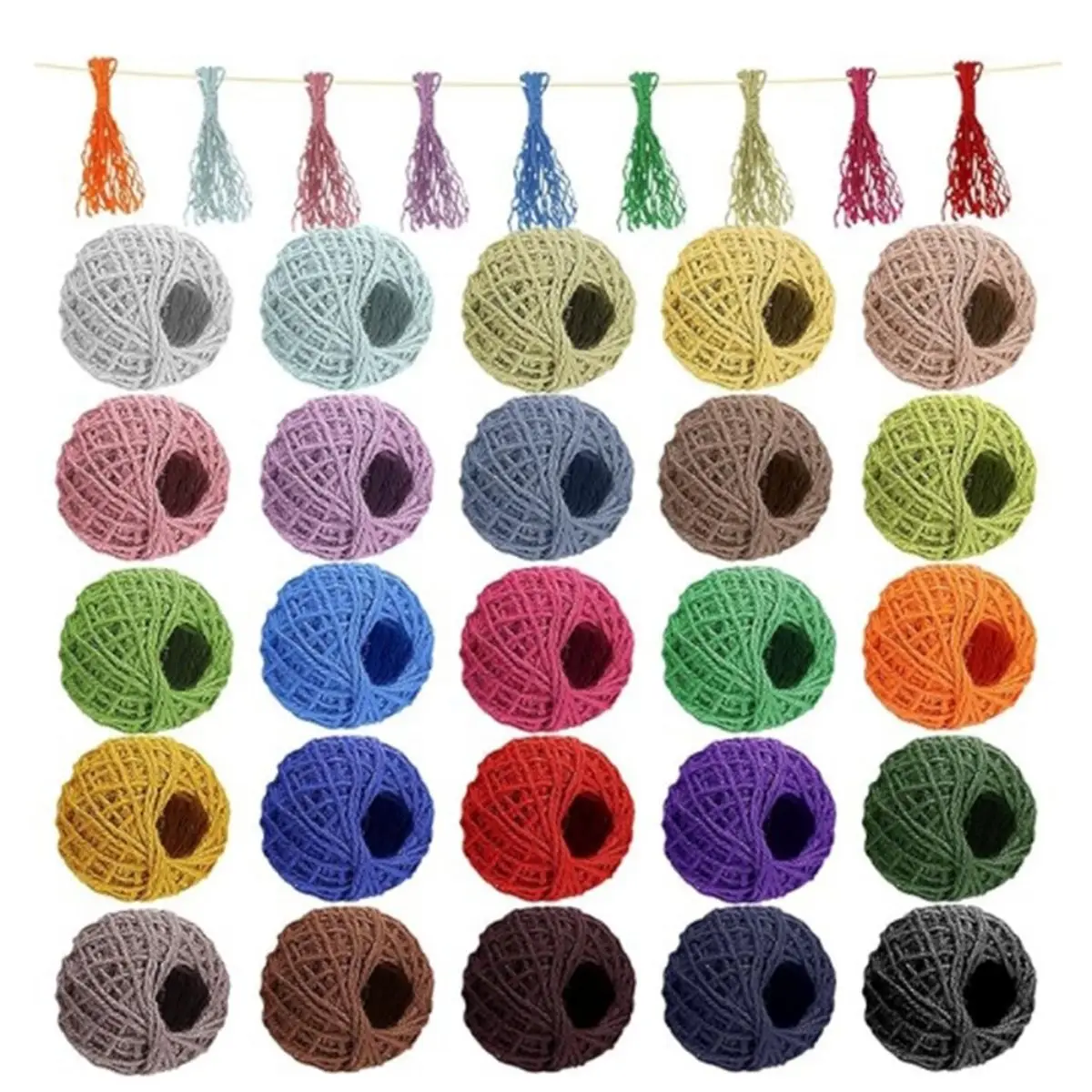 Colored Jute Twine 328 Ft/100M Jute String 2mm 3 Ply Craft String for Artworks DIY Crafts Decoration Bundling