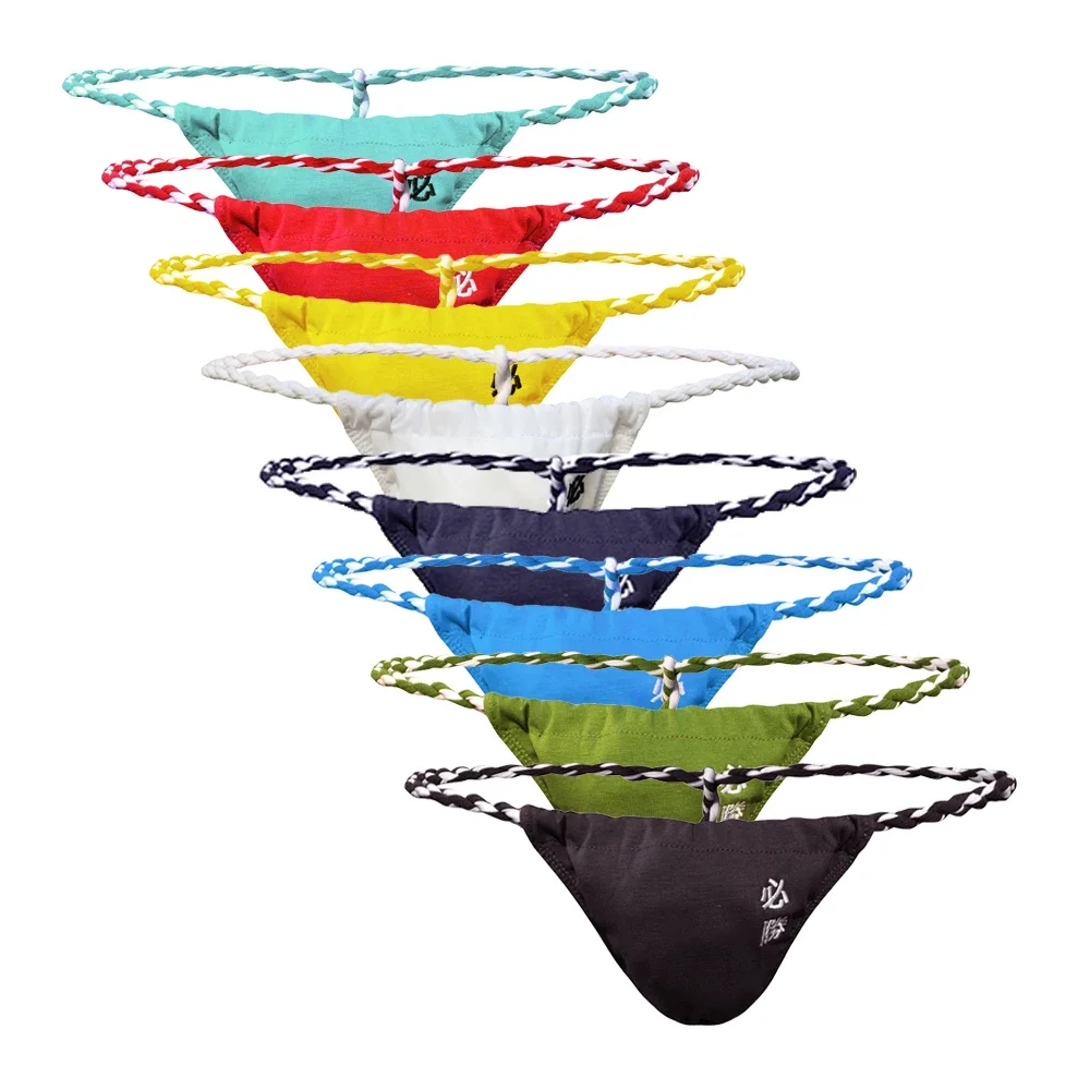 4PCS Men's Cotton G-Strings Sexy Low Rise Mens T-Back Thong Gay Penis Pouch Sissy Panties Bikini Briefs Tanga Underwear Shorts