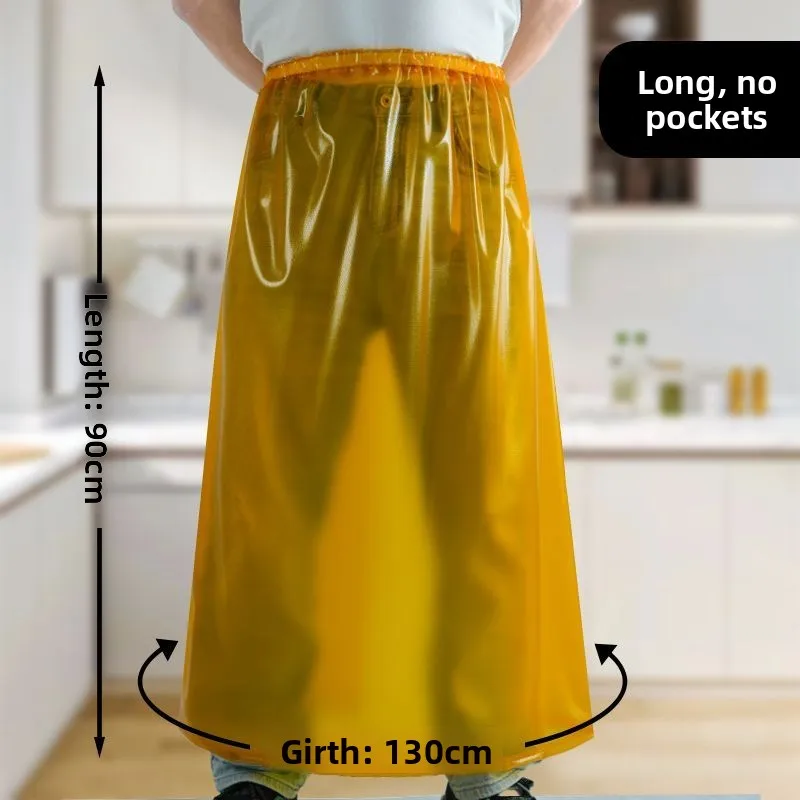 Grembiule Impermeabile in Tendine di Bue, Spesso e Resistente all'Olio, con Cintura in Vita Oversize, per Cucina, Frutti di Mare, Raccolta Tè, Antipioggia