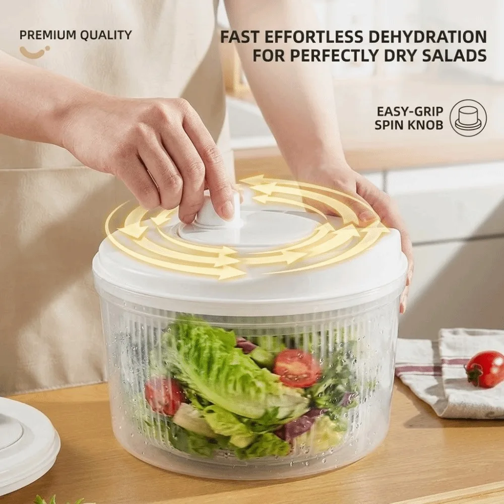 Multifunctional Household Manual Vegetable Dehydrator - Salad Spinner with Fruit, Lettuce Drain Basket | Home Kitchen Gadgets