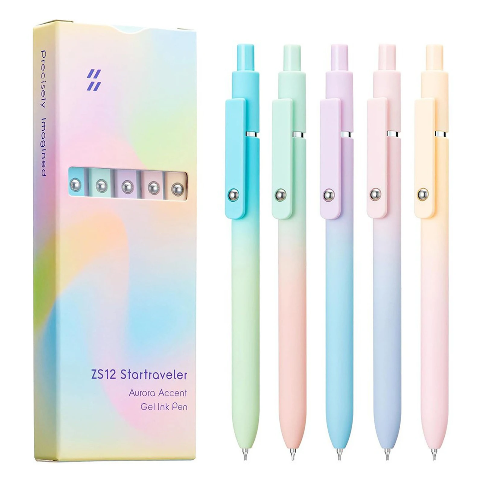 5 Pcs/Set AssortedColor Smooth Writing Gel Pens 5 Pcs Fine Point Ink Pens Set Cute Office And School Supplies 0.5mm