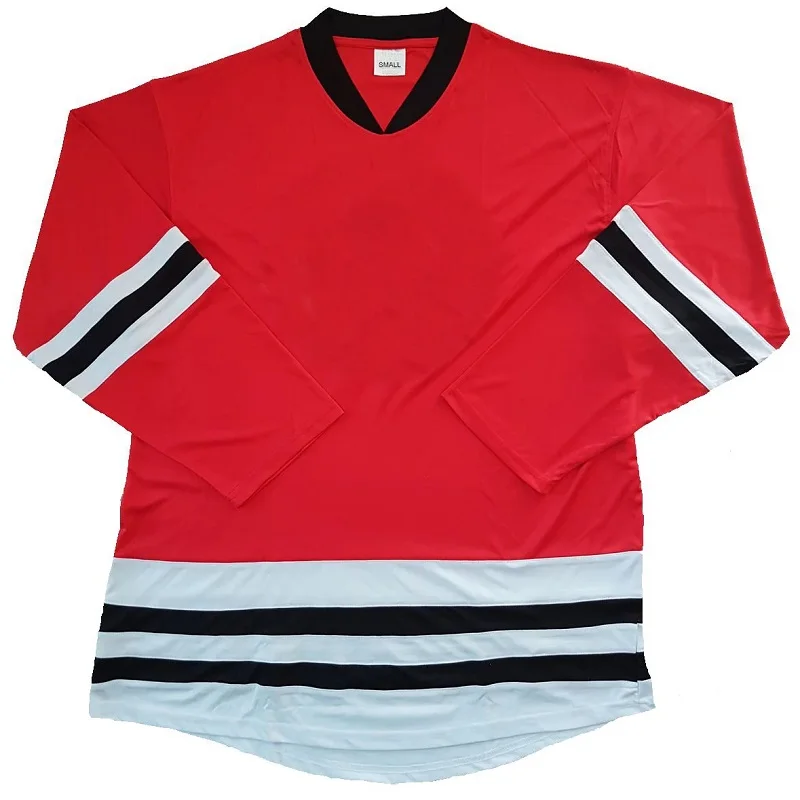 Eis Hockey Jersey Sweatshirt XS-XXL Goalie Rot Schwarz Weiß Volle Hülse Retro T-Shirt V Neck Übergroßen Curve Bottom Sport Shirts