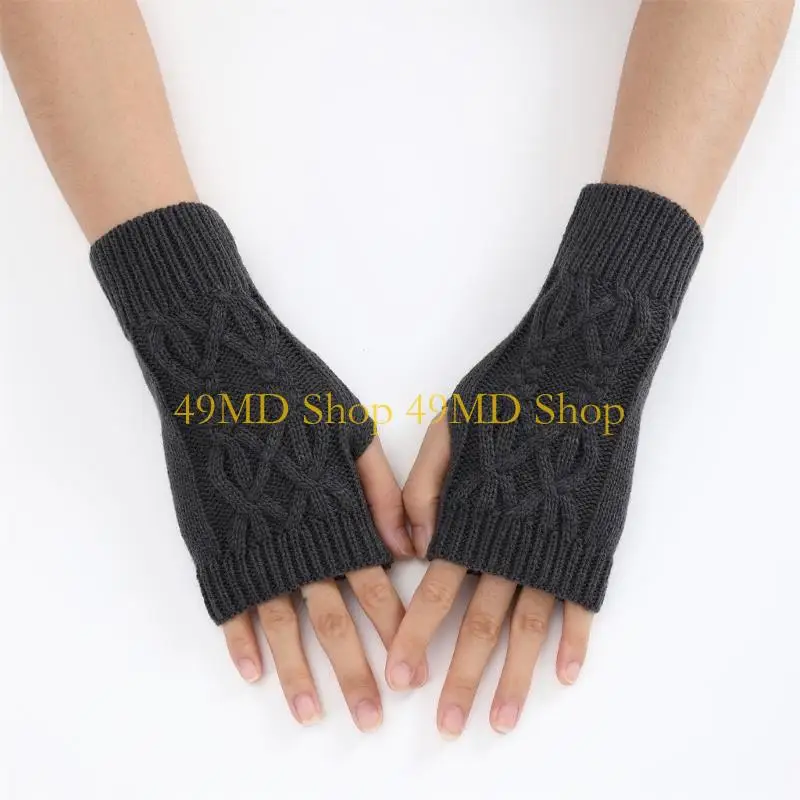 49MD Knitted Gloves Sleeves for Halloween Party Fingerless Gloves for Cosplay Dark Short Sleeves Halloween Costume