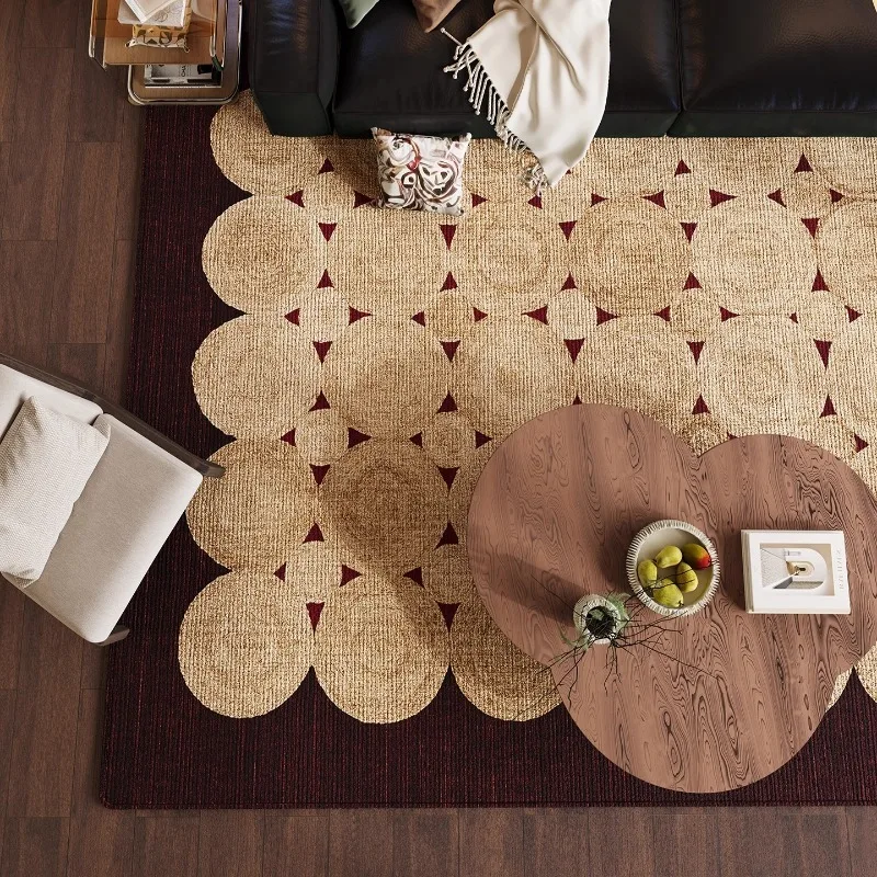 Vintage Living Room Carpet High-end Art Geometric Pattern Bedroom Rugs Large Area Light Luxury Home Decoration Coffee Table Mats