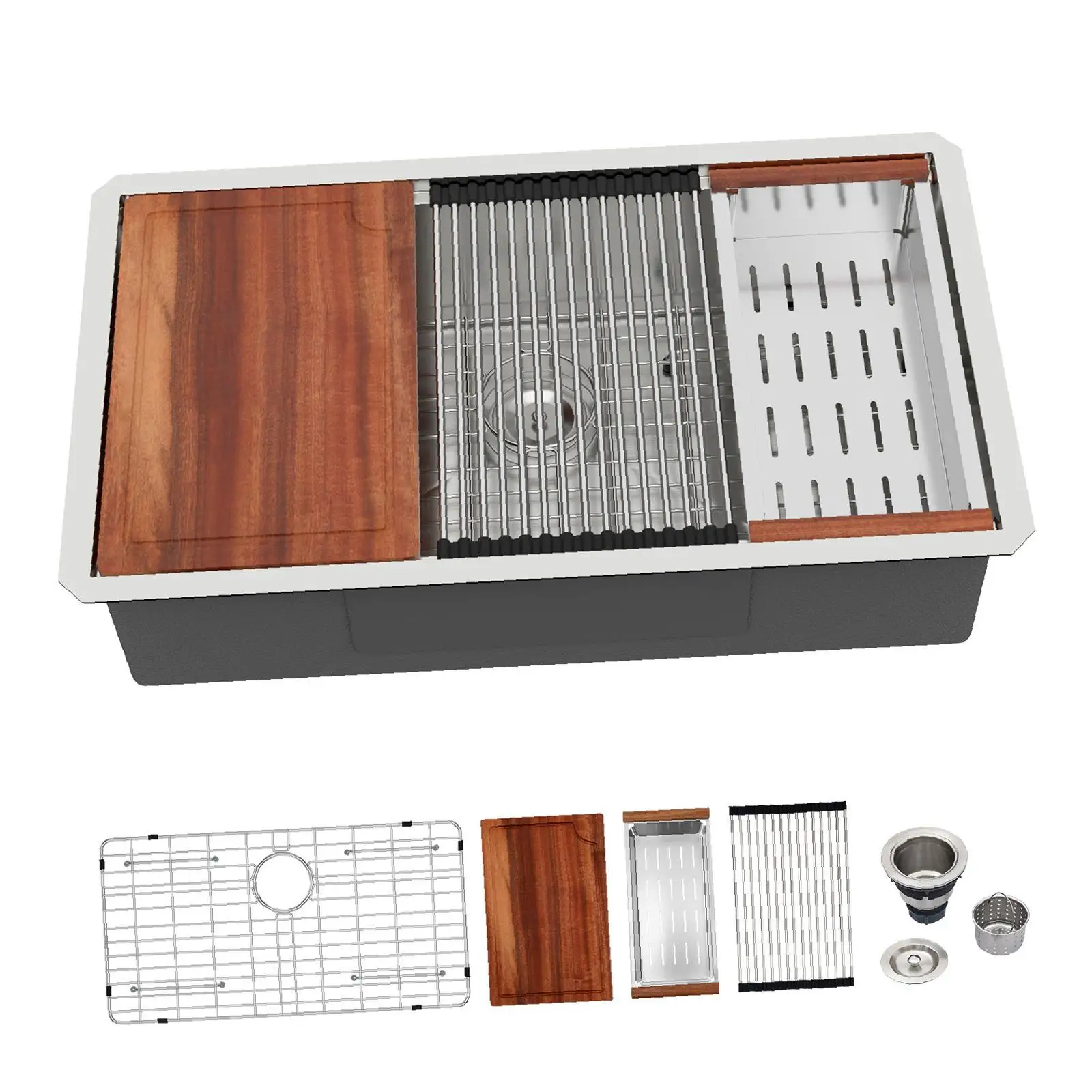 

Кухонная мойка из нержавеющей стали 16 калибра для тяжелых условий эксплуатации с интегрированной сушилкой, одинарная, для установки под столешницу, для ремонта домашней кухни