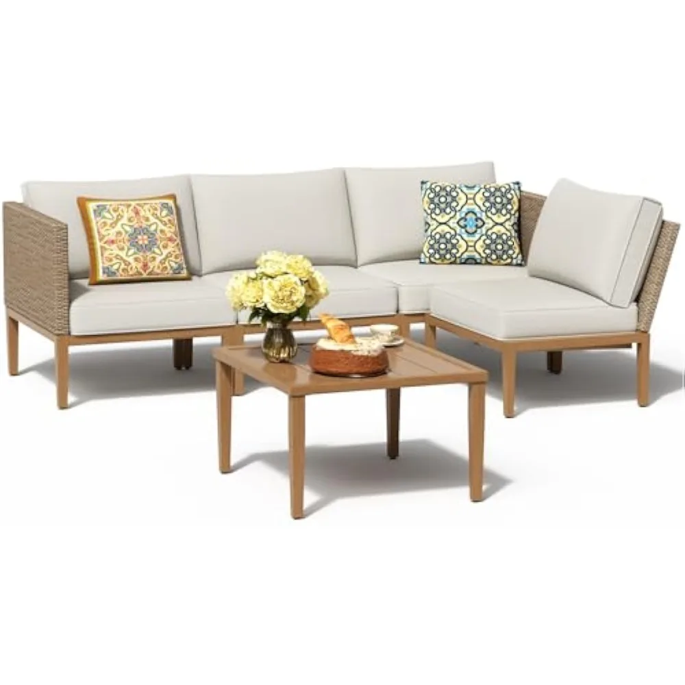 

Wicker Patio Sectional Furniture Sets Outdoor Sofa Rattan Couch, All Weather Outdoor Conversation Set