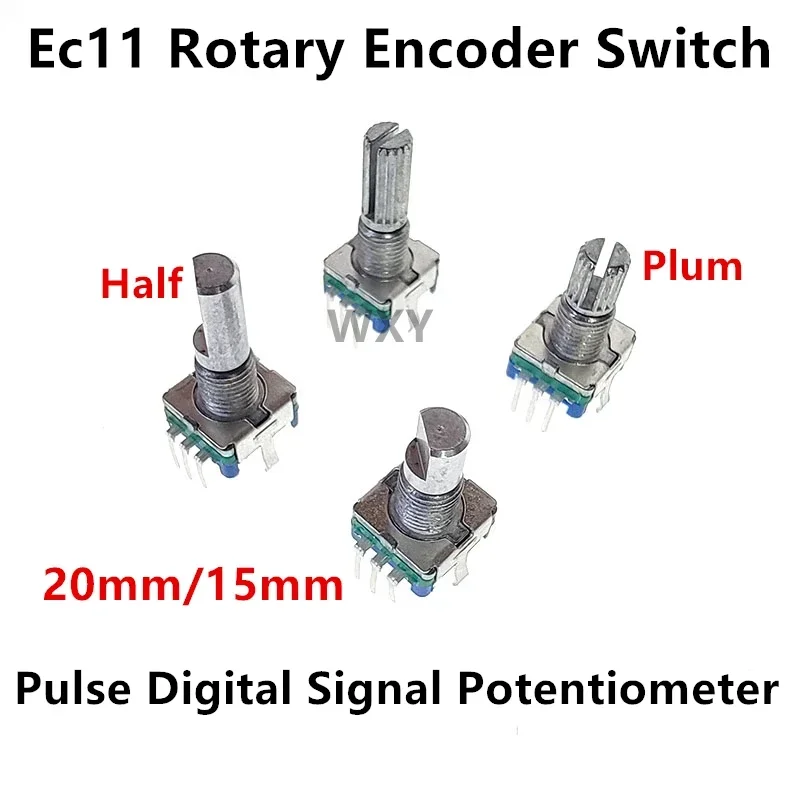 5PCS/Lot Ec11 Rotary Encoder Switch 15/20mm Plum Blossom Handle Half Shaft 20 Bit Pulse Digital Signal Potentiometer