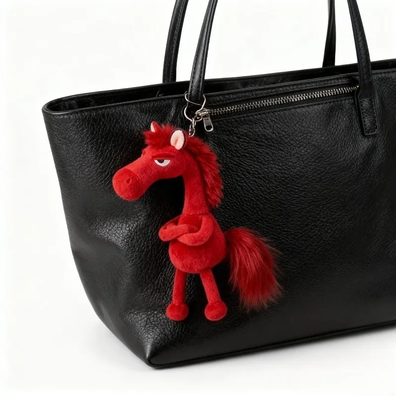 

2026 год лошади, плюшевая игрушка, загадочная черная кукла пони, креативный брелок для ключей, сумка, подвеска, орнамент, милый подарок для детей