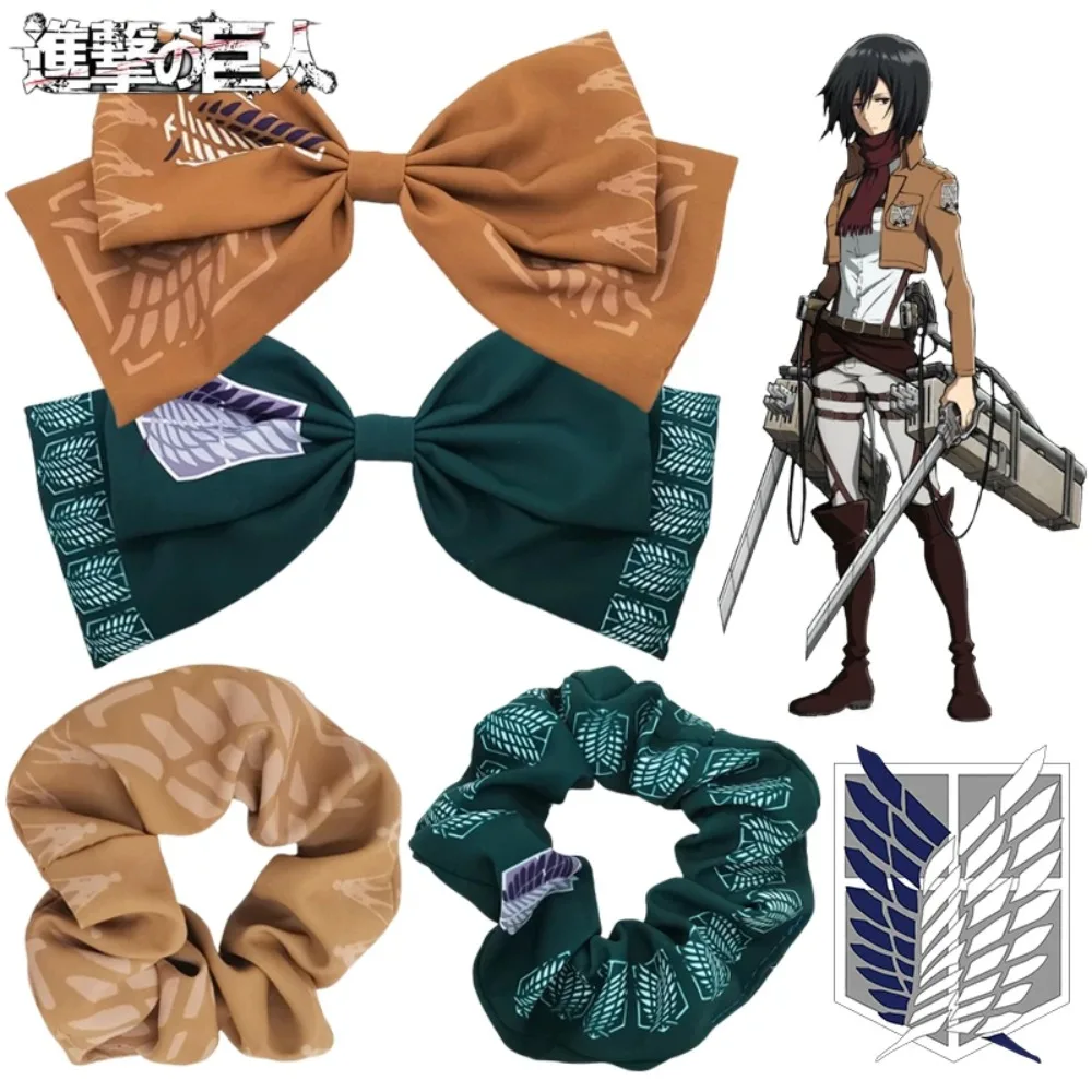 Accessoire capillaire L'Attaque des Titans pour femmes, pinces à cheveux nœud style anime, filet à cheveux élastique pour filles, bandeau, cordon à cheveux, coiffe