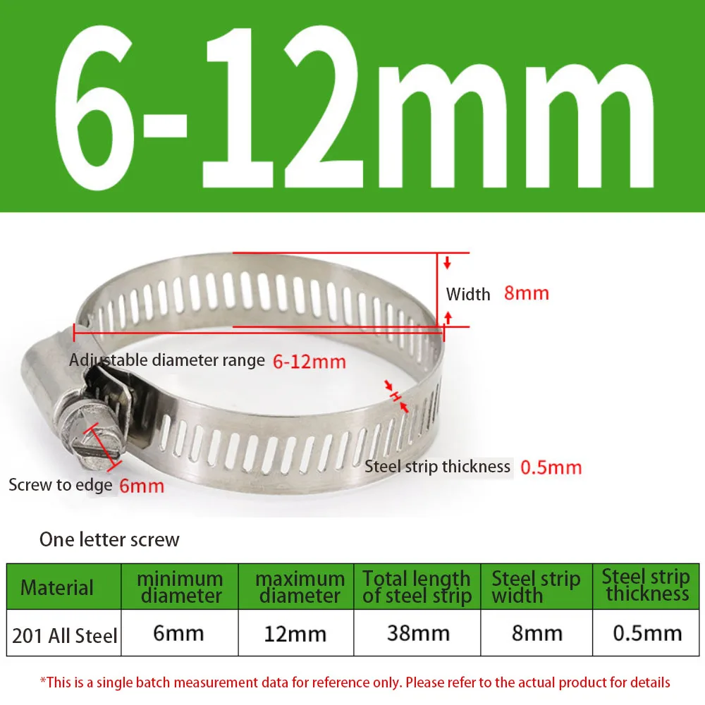 201 Stainless Steel Clamp / Gas Fire Water Pipe Fixing Clamp /Fastening Ring /Adjustable Ring Mouth 6-500mm