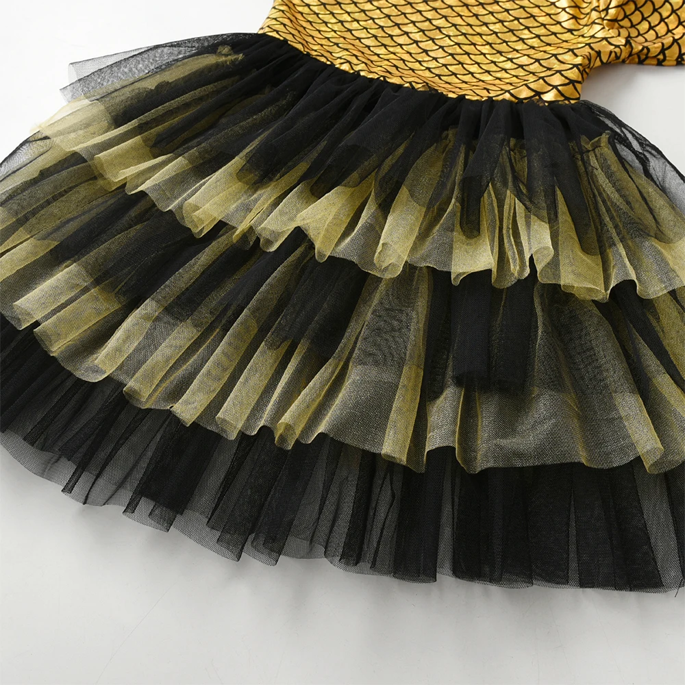 DXTON Gaun Pesta Anak Perempuan Putri, Gaun Natal Anak Berlapis Kue Jaring, Gaun Ulang Tahun Anak Perempuan, Pakaian Pesta Elegan Anak Perempuan