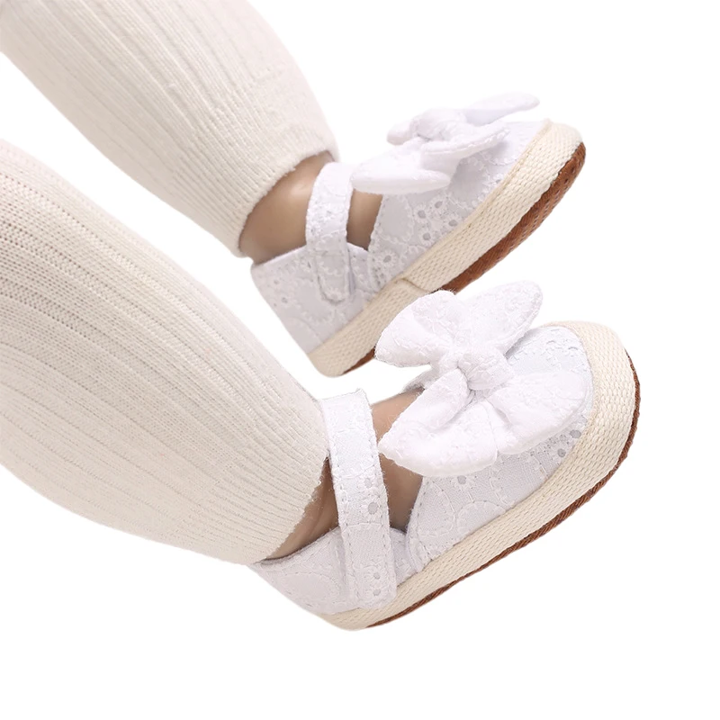 Baby Girl Princess Shoes Adorable Big Bow Texture Non-Slip First Walking Soft Sole Shoes