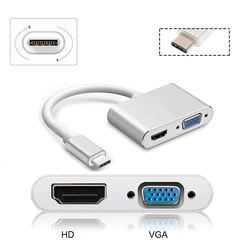 Stacja dokująca USB C Thunderbolt3 typ-C do 1080P VGA 4K @ 30Hz Adapter wyświetlacz HD kabel konwertera wideo do ekran do laptopa