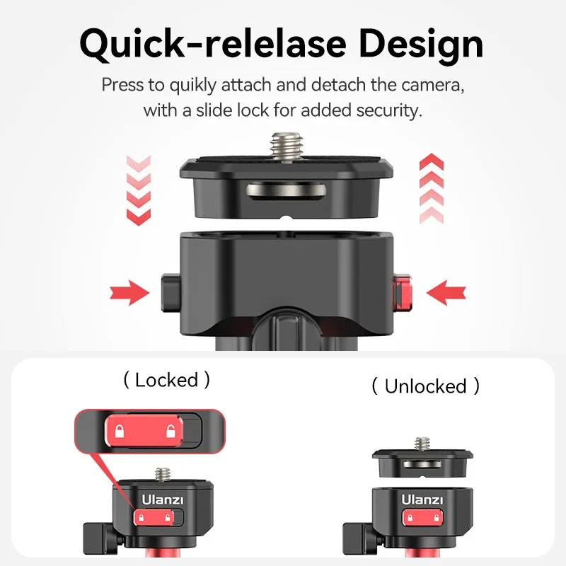 Ulanzi-爪クイックリリース三脚,360 ° ヘッド付き一脚,180 °,dslrカメラ用のリバーシブルレッグ,2 in 1