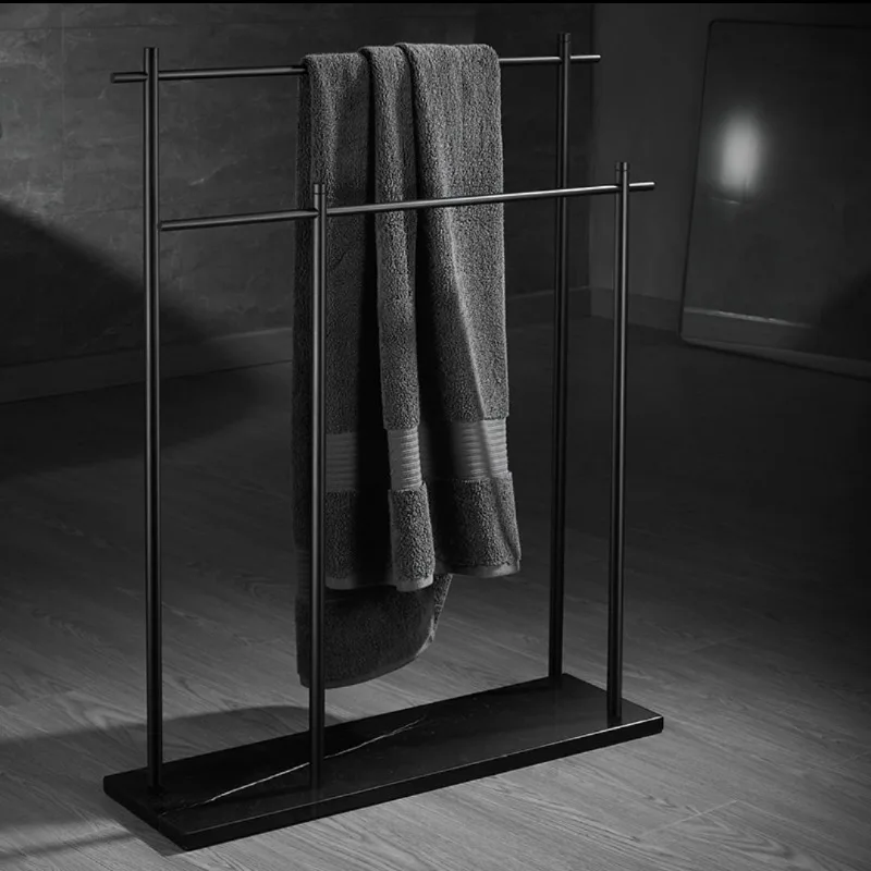 Marbre en laiton sans perforation, porte-serviettes, porte-serviettes du sol au plafond, salle de bain, support de séchage, porte-serviettes