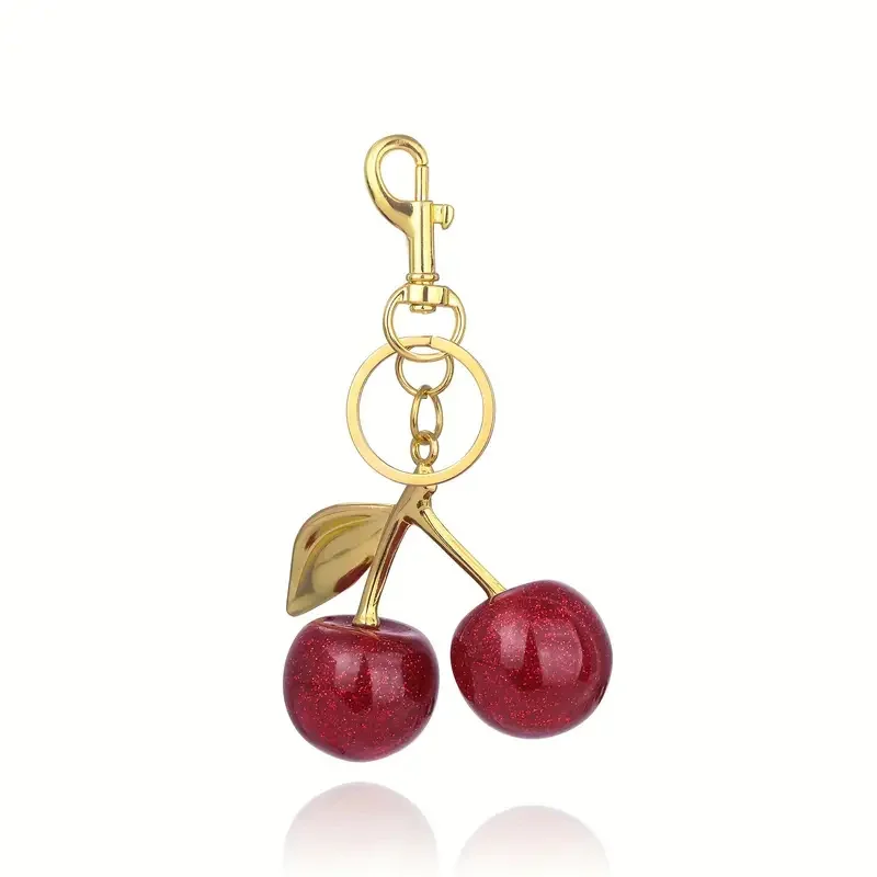 Portachiavi con ciliegia rossa alla moda e deliziosa, portachiavi con ciondolo con frutta estiva e ciliegia, accessori per borse da donna e da uomo, regali