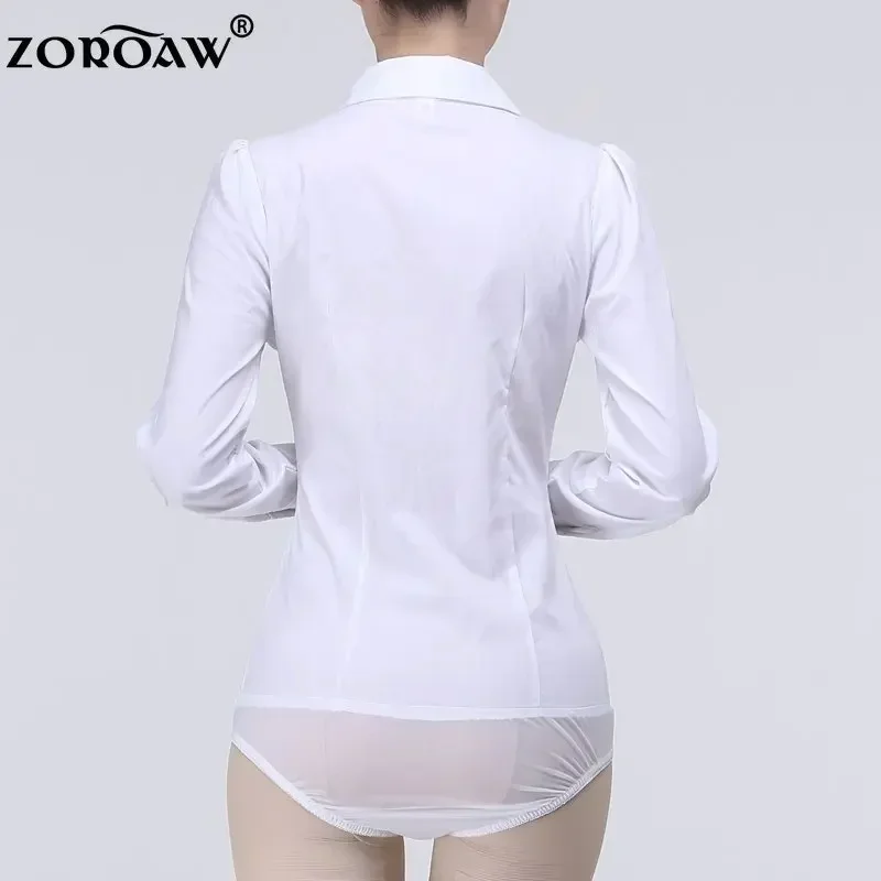 Elegant Bodysuits for Women, White Body Shirt, Long Sleeves Spring Fashion Tops and Blouses Female Clothes Office Lady Work 2023