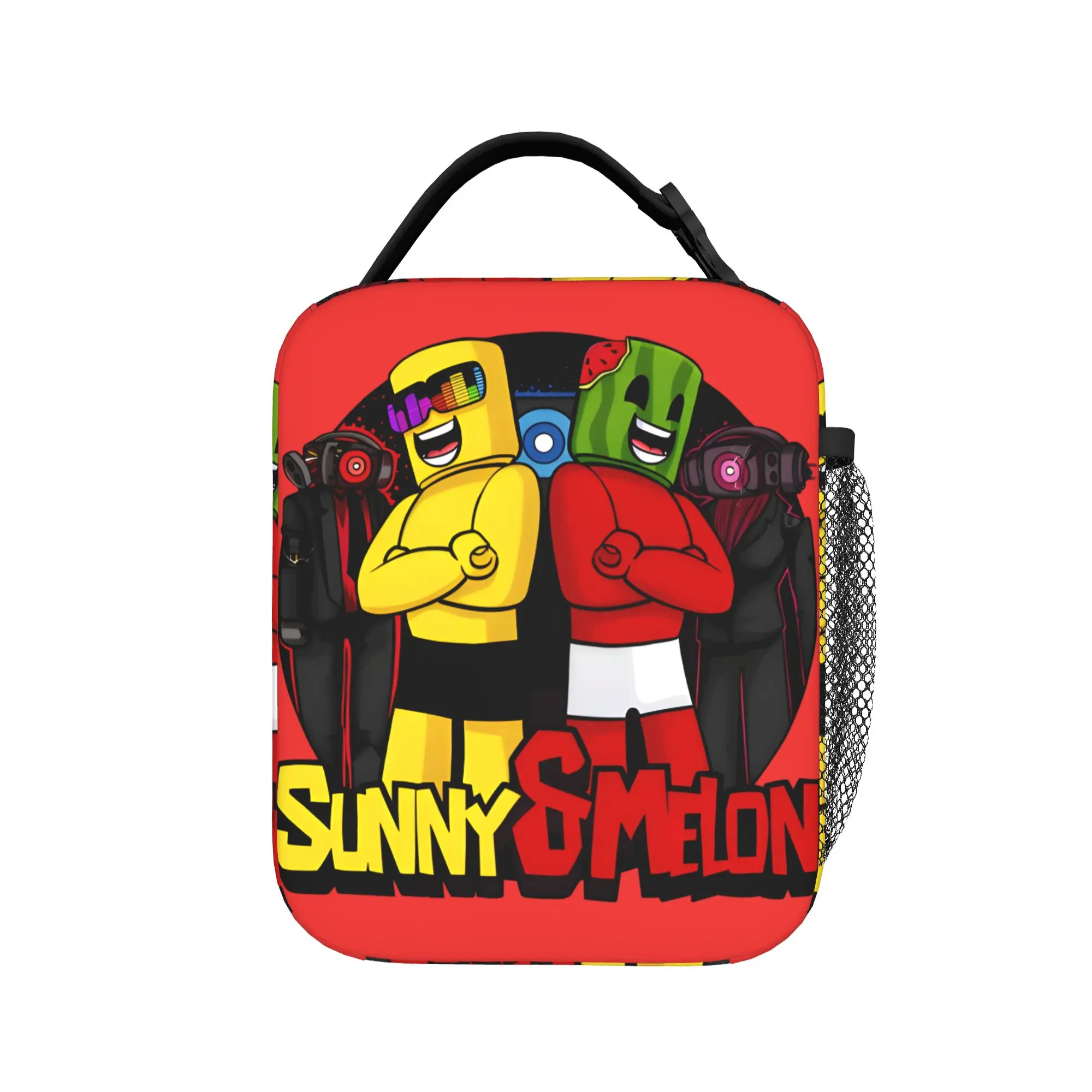 Lunch Bag Sunny And Melon Circle Poster With Speaker Characters School Lunch Box For Women Funny Portable Graphic Tote Food Bags