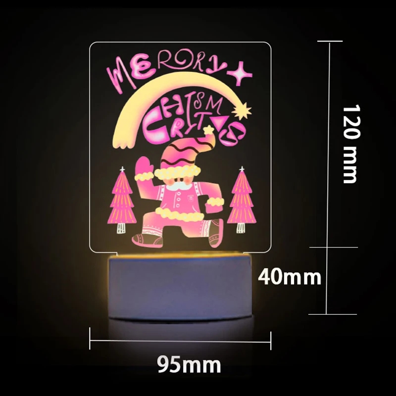 Lámpara de mesa LED USB personalizada, luz nocturna con impresión en Color, decoración navideña, regalo para niños, Base blanca