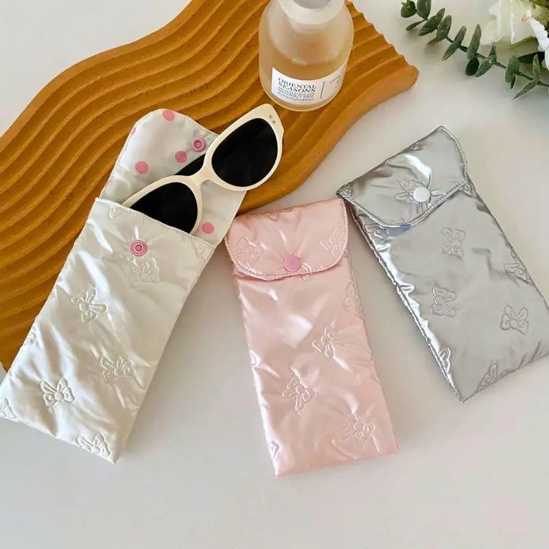 

Sweet PU Bow Glasses Case Women Portable Cotton Padded Anti Crush Sunglasses Storage Bag Cute Lightweight Eyewear Pouch Gift